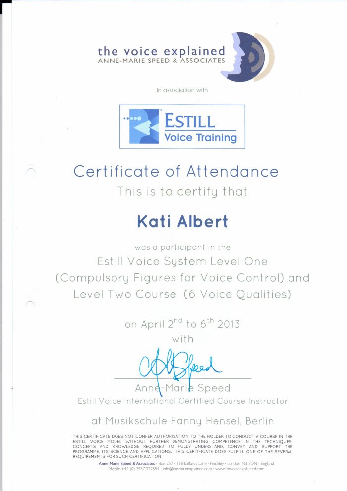 Estill Certificate